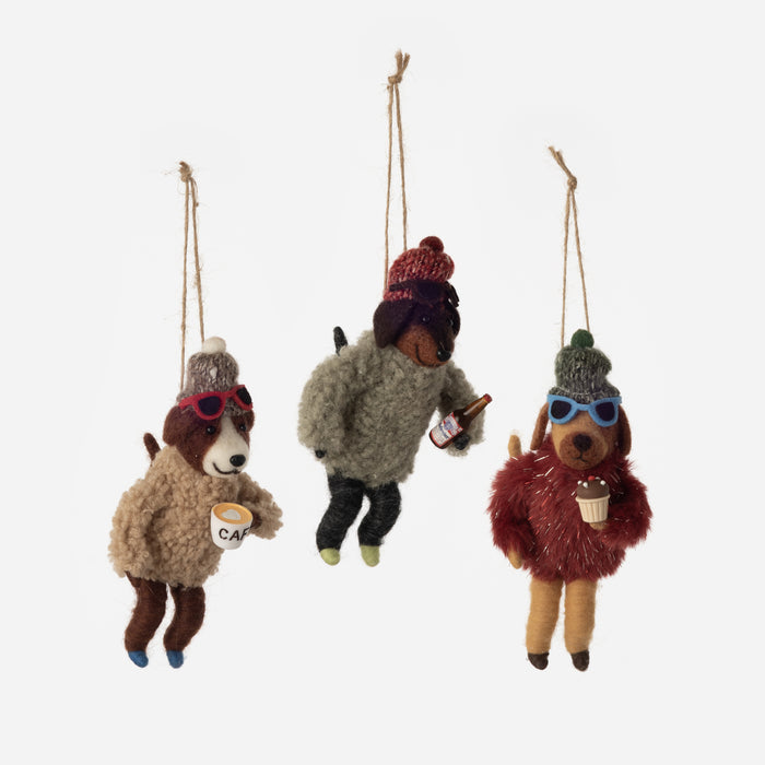Ski Break Dog Ornament, Set of 3 Assorted