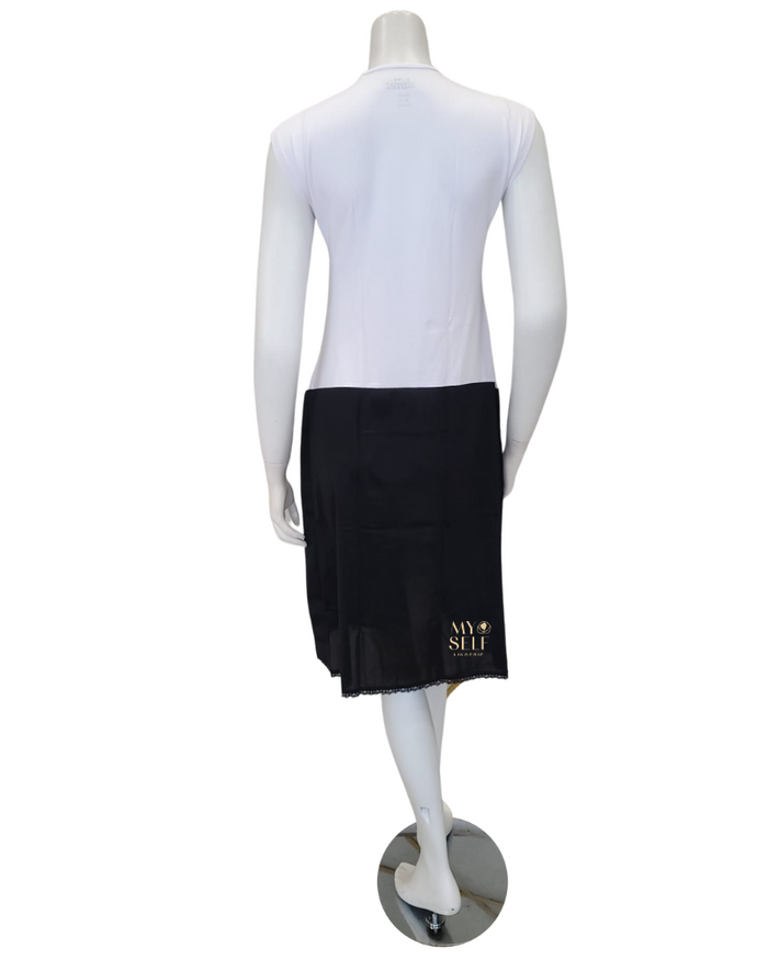Slimit SLM12574 41" White/Black Sleeveless Bamboo Shell Slip myselflingerie.com