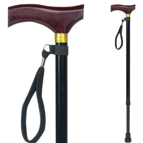 T Handle Height Adjustable Walking Stick walking stick in use by a person, demonstrating balance and support.