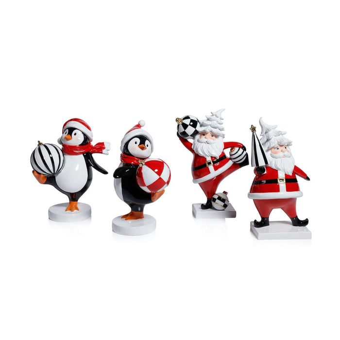The Festive Four - 4 Assorted Pieces - Santa & Penguin - Christmas Decor by Carlyle Avenue
