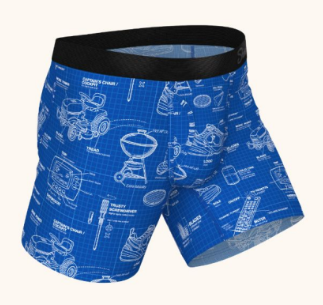 Shinesty Man with a Plan Ball Hammock pouch underwear with fly in blueprint print