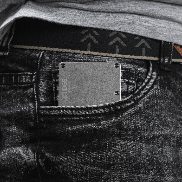 Ridge stonewashed titanium cash strap wallet, additional overhead product view