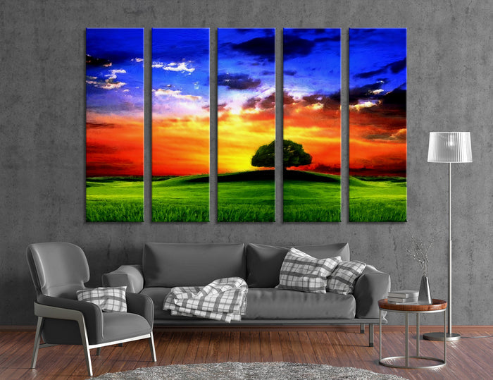 Tree on a Sunset Canvas Print #7125