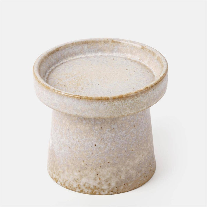 TRUU Reactive Glaze Pillar Candle Holder , 4"D x 3.5"H, bubble