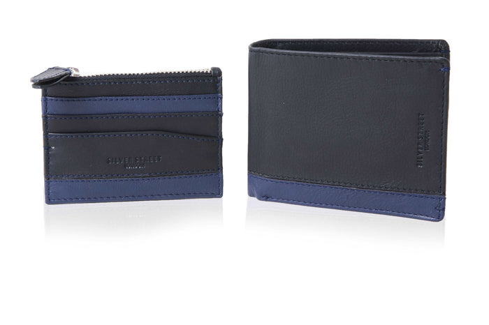 Turin Leather Wallet & Cardholder Giftset - Blue