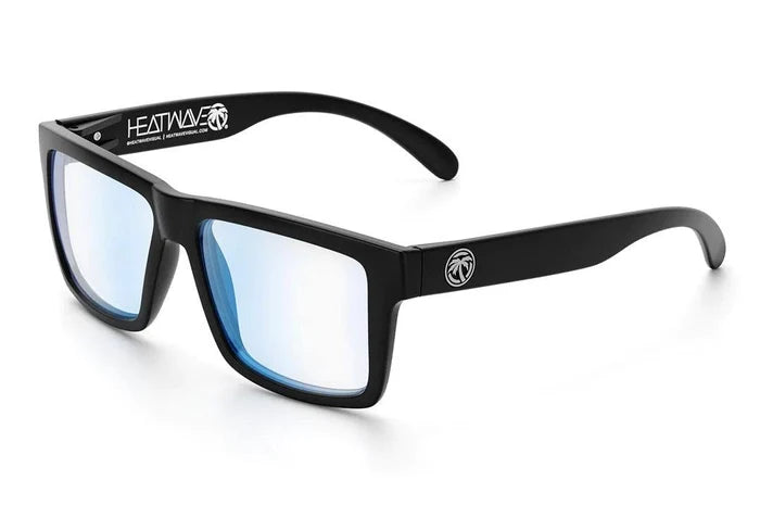 Angled view of the Heat Wave Vise Z87 glasses with clear blue light blocking lens