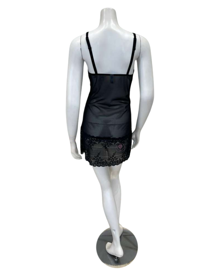 Wacoal 814191 Black/Navy (003) Embrace Lace Chemise Myselflingerie.com