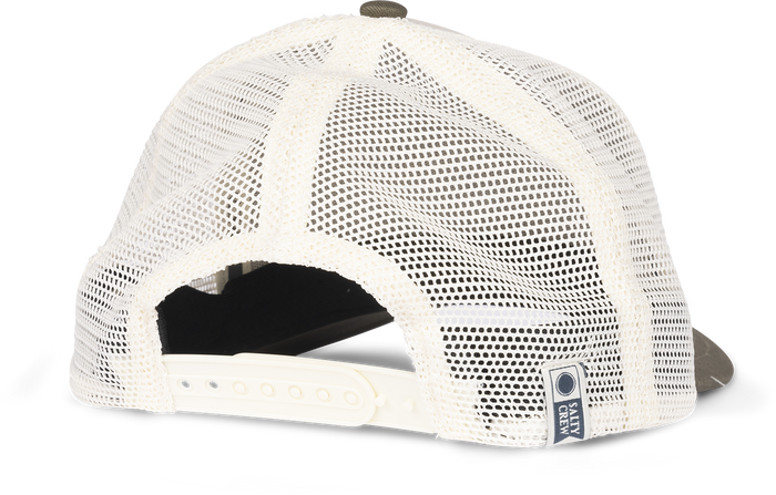 Salty Crew Wahoo Stamp retro trucker hat in oyster and olive, additional product image