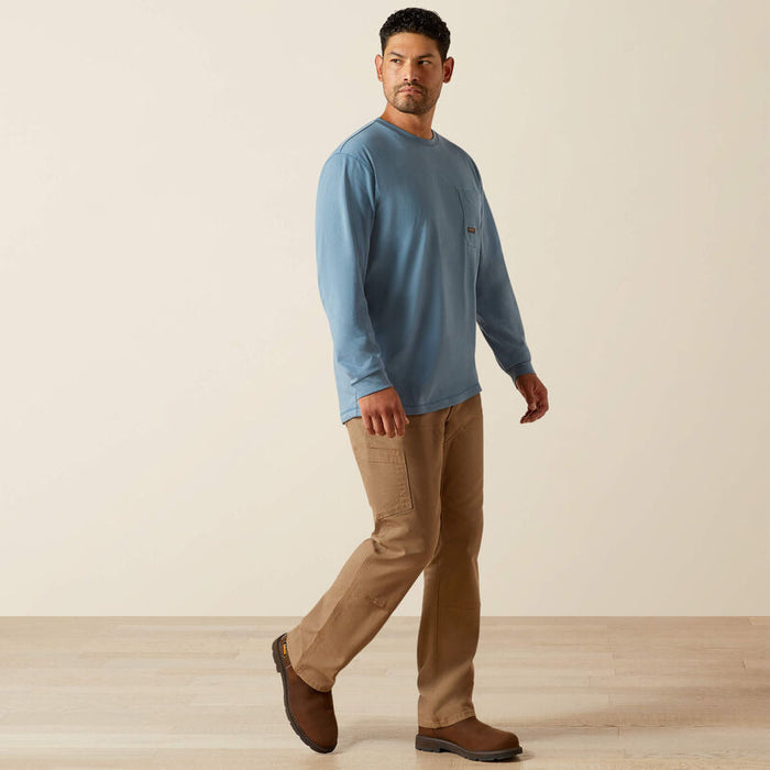 Workman Logo T-Shirt LS- Bluestone/Dusty Blue