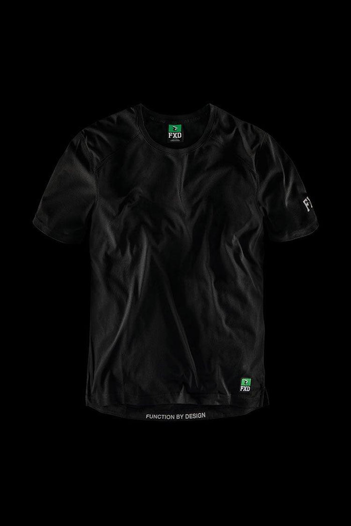 FXD WT-3 technical work tee in black with moisture-wicking fabric, big and tall sizing