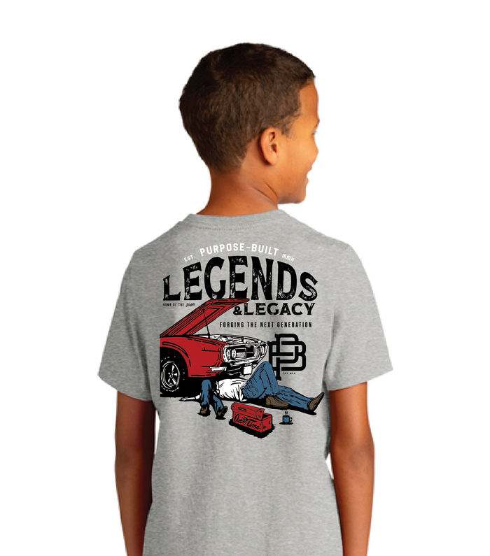 Purpose-Built youth The Legend and the Legacy short-sleeve graphic t-shirt in heather grey