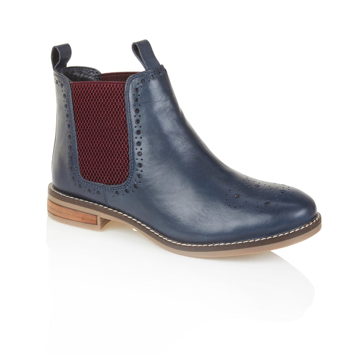 Zoey Leather Brogue Boots - Blue