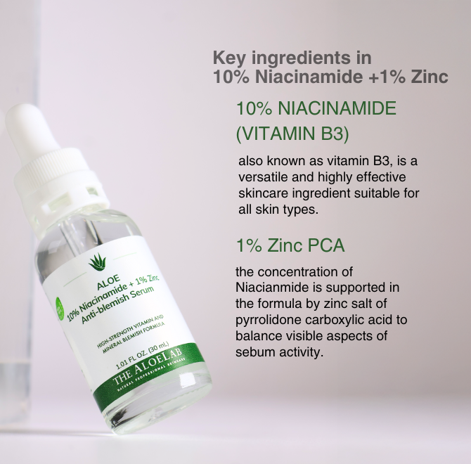 10% NIACINAMIDE +1% ZINC ANTI-BLEMISH SERUM - The ALOELAB