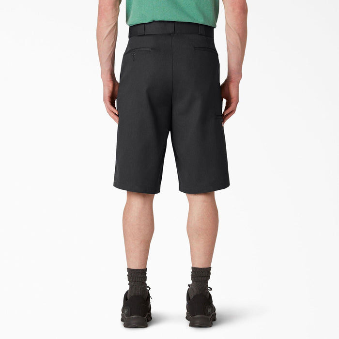 Dickies black work short with multi-use tool pockets and reinforced stitching
