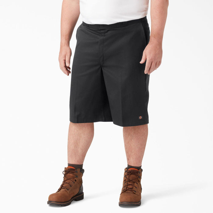 Dickies loose fit work short in black, further product view of the leg and hem