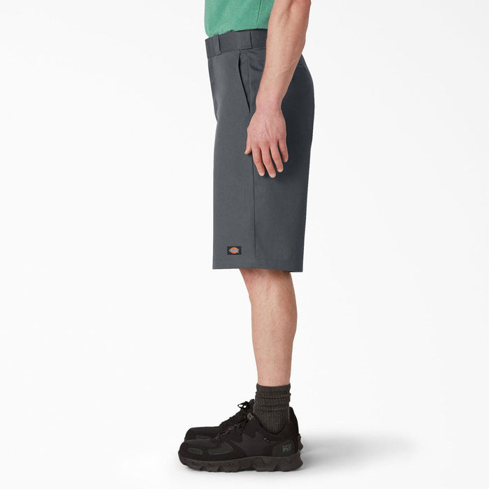 Charcoal Dickies 13 inch loose fit work short, additional view of the pockets
