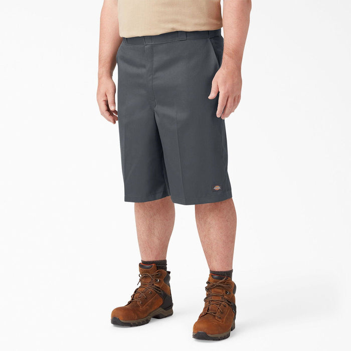 Dickies loose fit work short in charcoal, further product view of the leg and hem