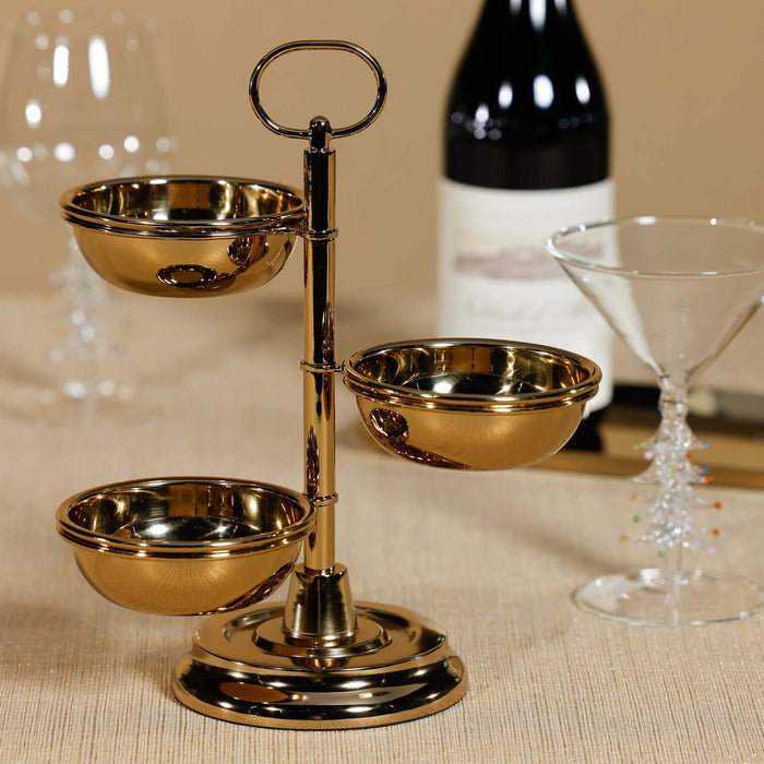 3-Tier Condiment Set - Polished Gold