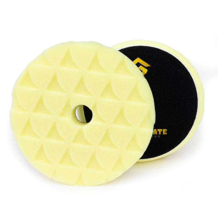 Purpose-Built Detail 5 inch diamond foam pads shown in yellow for comparison