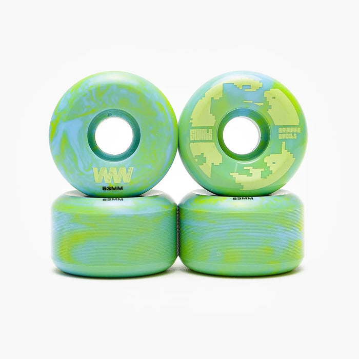 53mm Swirls Wheels (Neon Green/Baby Blue)