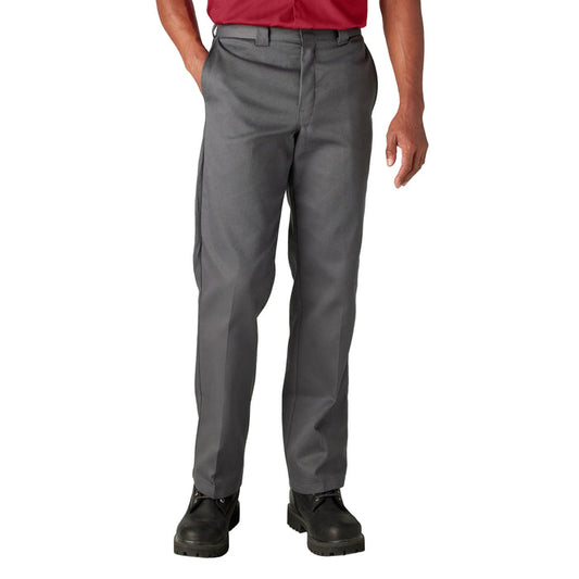 Dickies 874 FLEX work pant in charcoal gray, front view with permanent crease