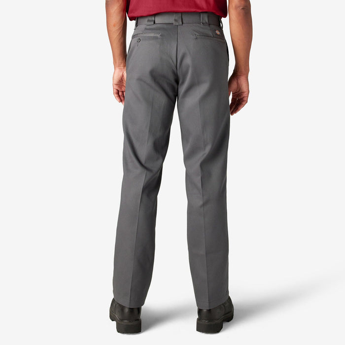 Back view of the Dickies 874 FLEX work pant in charcoal gray showing the back pockets