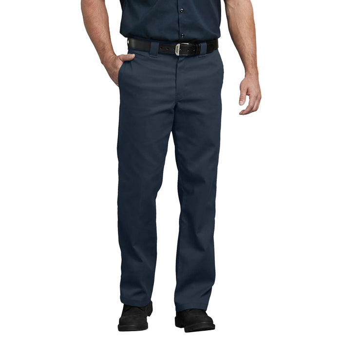 Dickies 874 FLEX work pant in dark navy, front view with permanent crease
