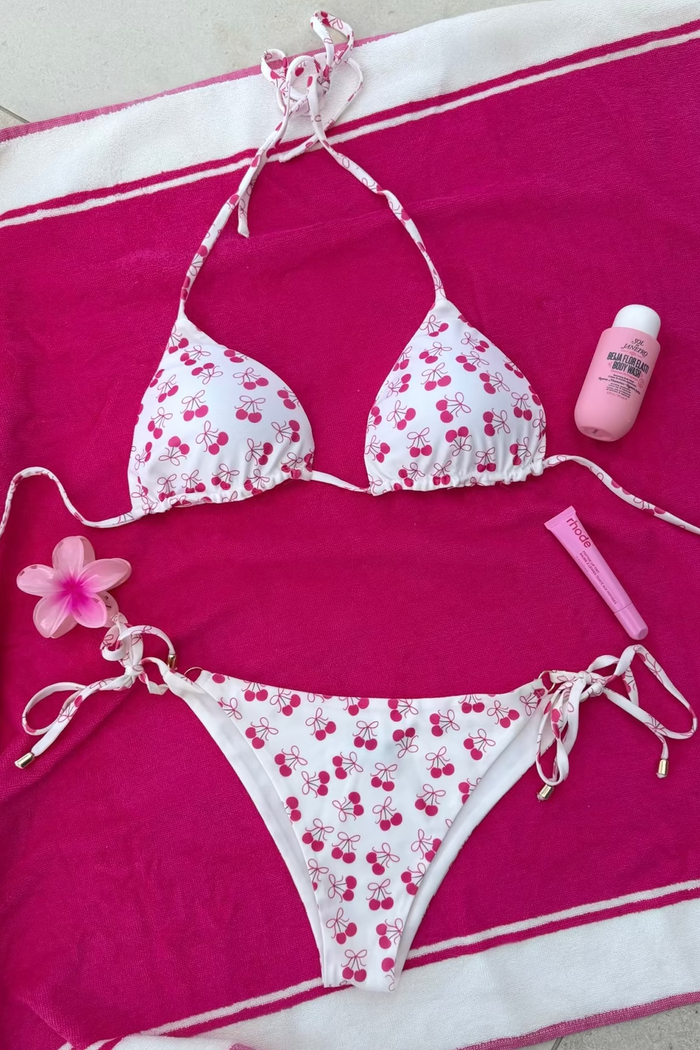 "Cherry" tied bikini bottom