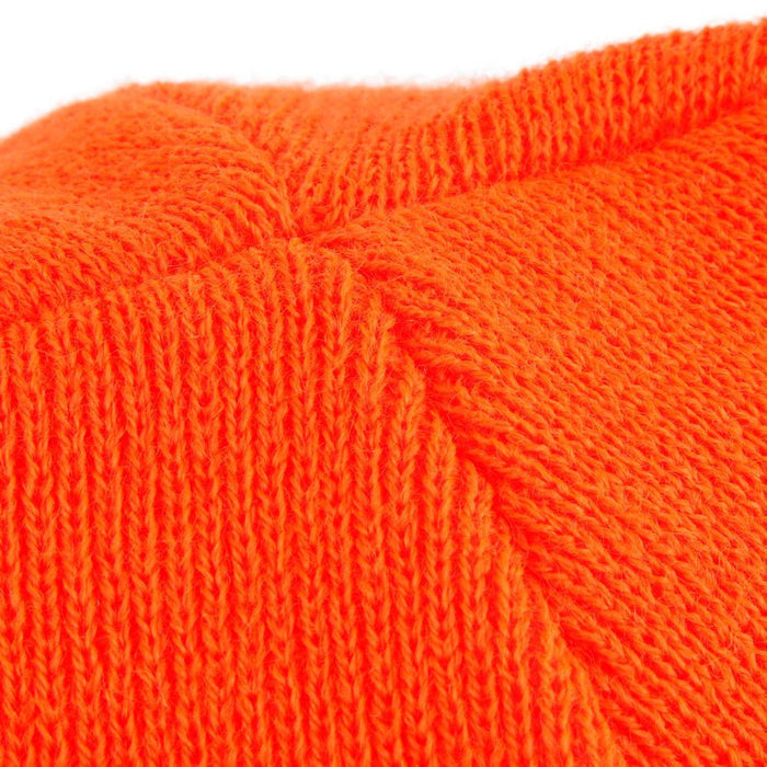 Bright orange Carhartt A18 cuffed beanie, alternate product view of the knit cap