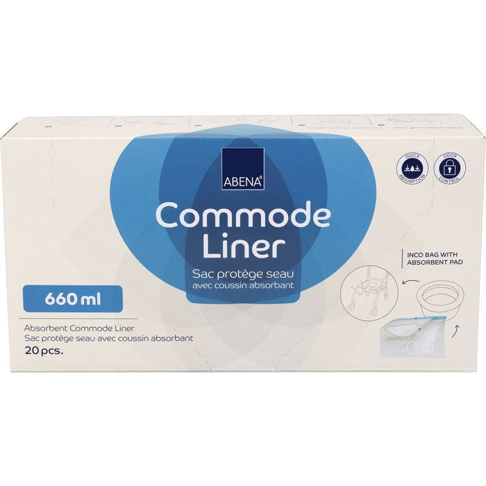 Demonstration of removing the commode pan or adjusting the height on Abena Commode Liners-Pack of 20.