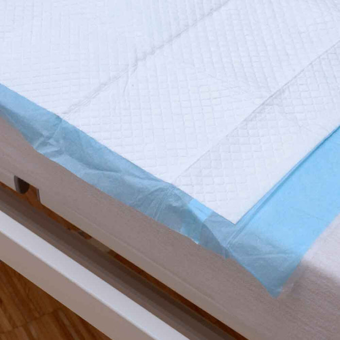 Diagram or packaging of Abri-Soft Self Adhesive Disposable Bed Protectors highlighting dimensions or features.
