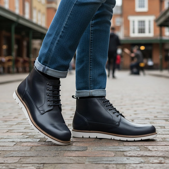 Alderman Leather Lace up Boots - Black