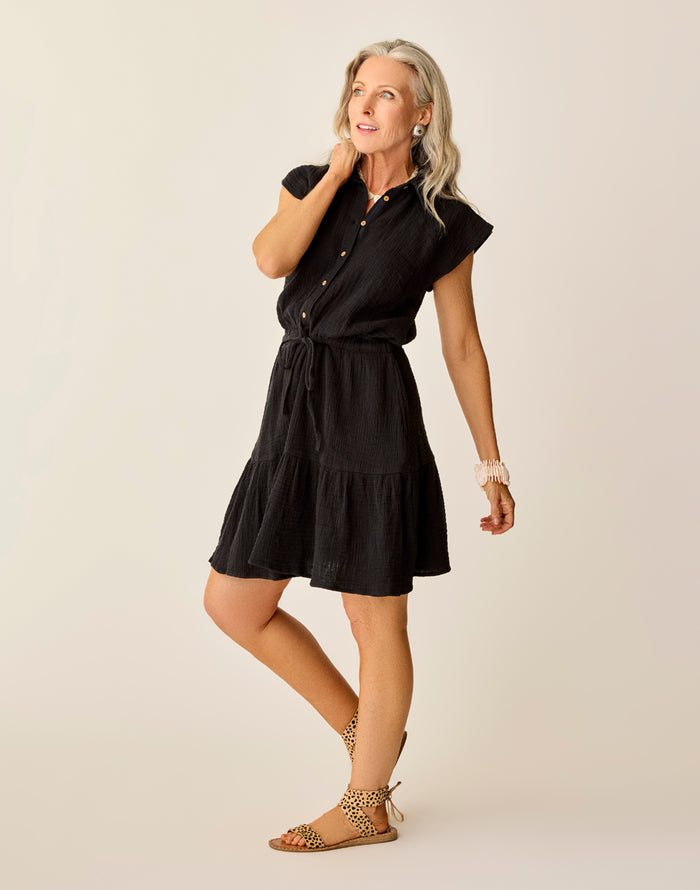 Alex Gauze Dress: Black
