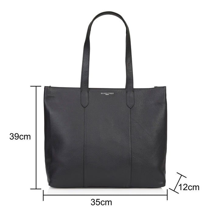 Amber Leather Tote Bags - Black