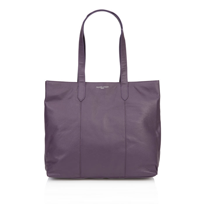 Amber Leather Tote Bags - Burgundy
