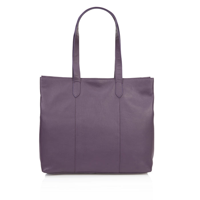 Amber Leather Tote Bags - Burgundy
