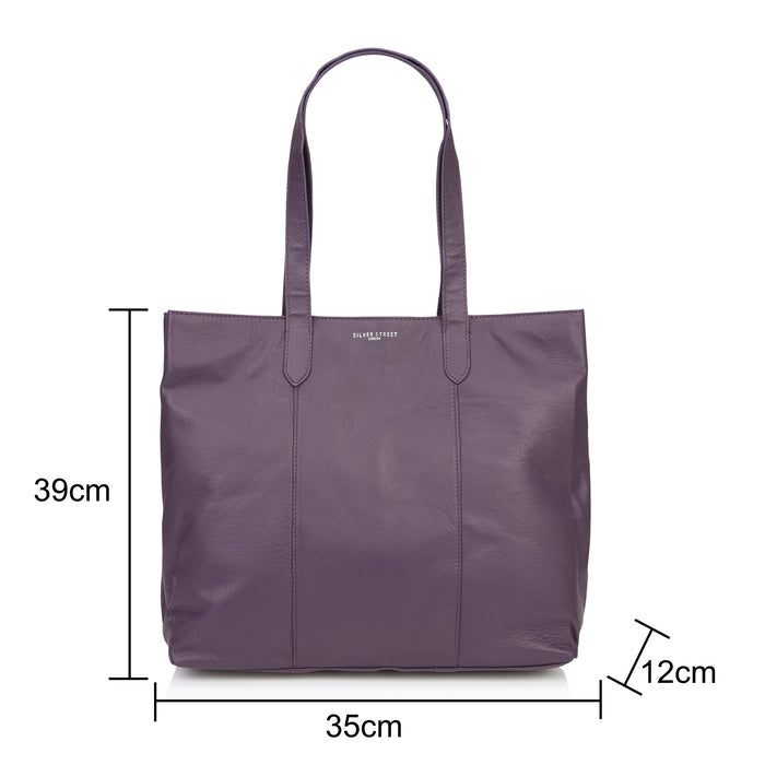 Amber Leather Tote Bags - Burgundy