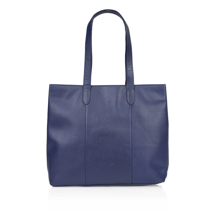 Amber Leather Tote Bags - Navy