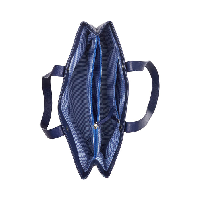 Amber Leather Tote Bags - Navy