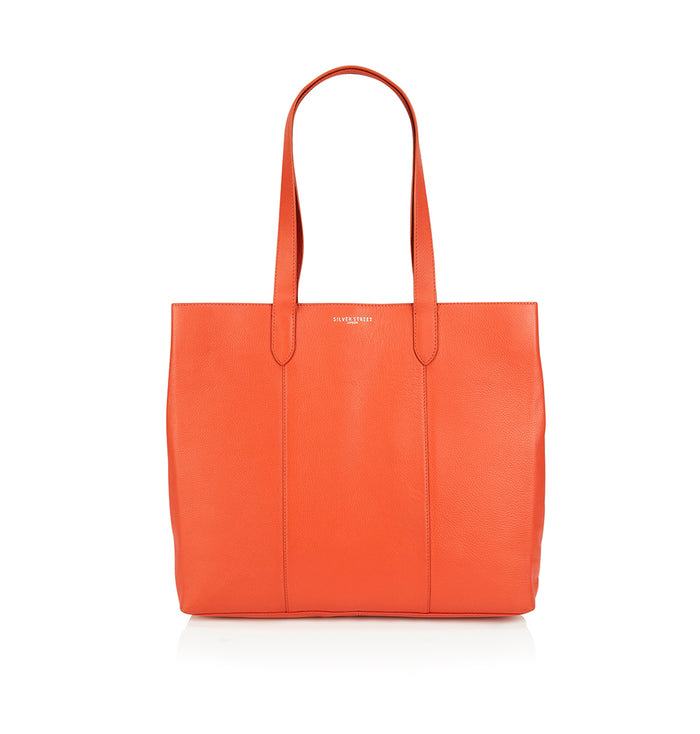 Amber Leather Tote Bags - Orange