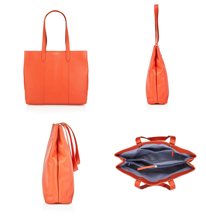 Amber Leather Tote Bags - Orange