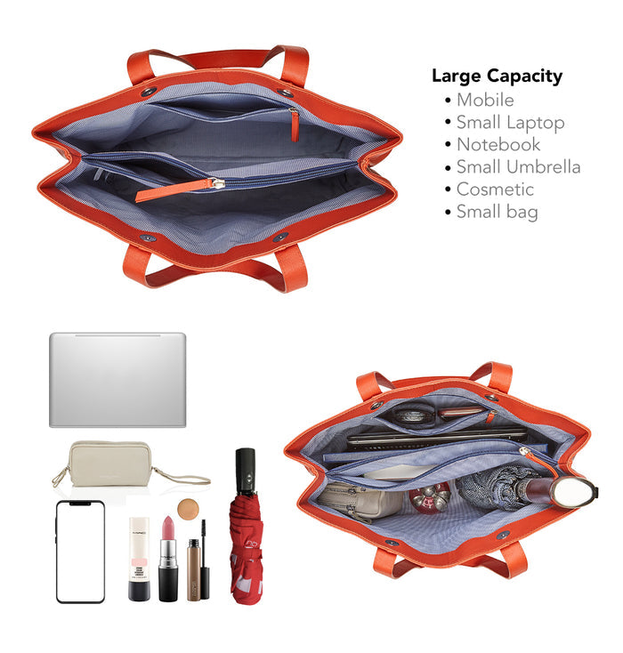 Amber Leather Tote Bags - Orange