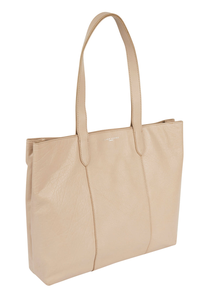 Amber Leather Tote Bags - Sand