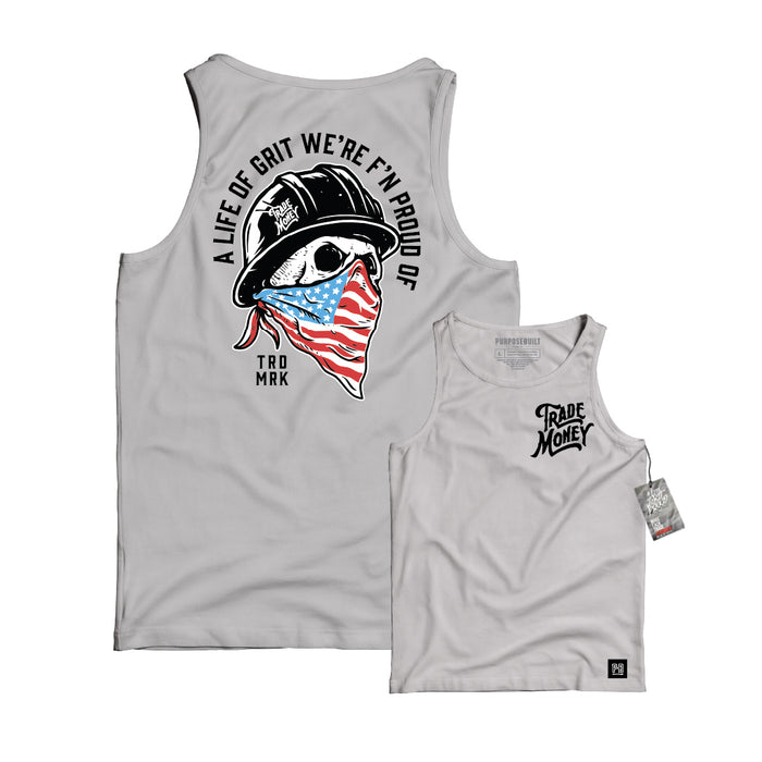 Trade Money American Grit tank top in grey, big and tall sizing