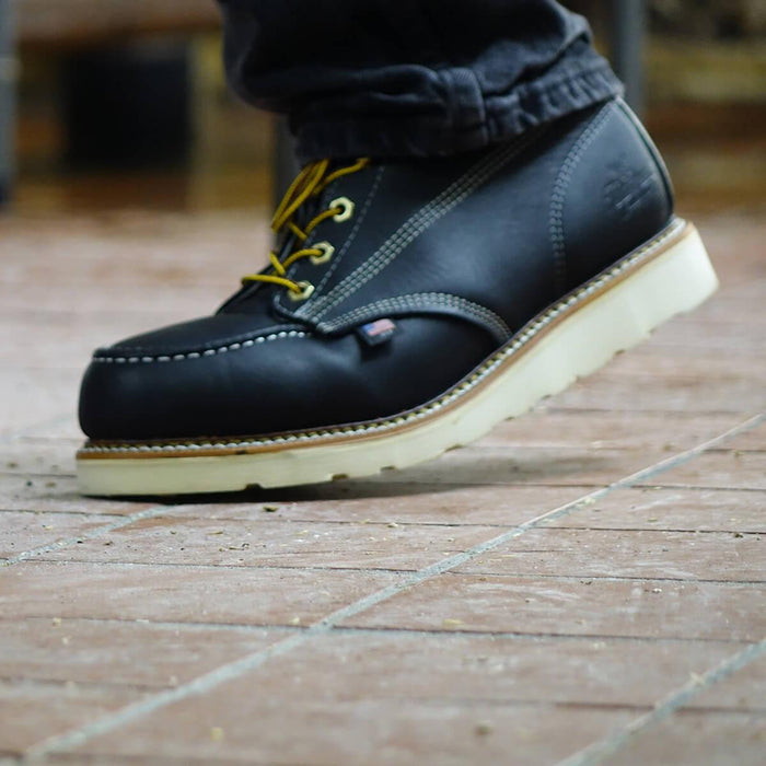 Thorogood American Heritage 6-inch black moc toe boot in full grain leather, further view