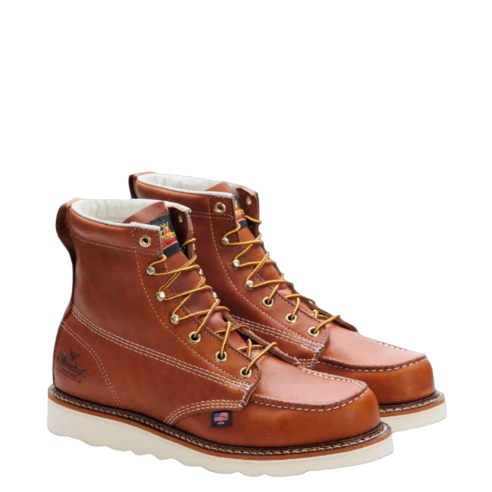 USA made Thorogood American Heritage 6-inch tobacco moc toe wedge boot, wide widths available