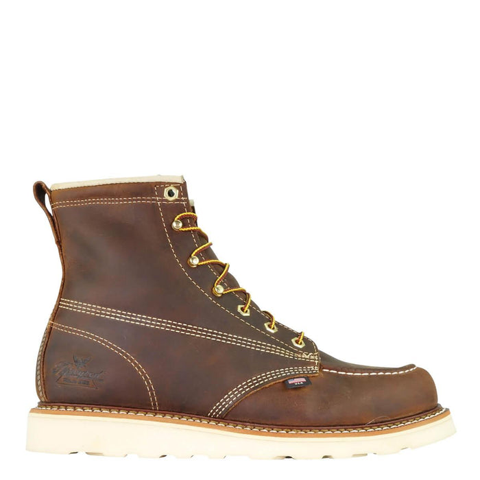 Side view of the Thorogood American Heritage 6-inch Crazy Horse moc toe wedge boot