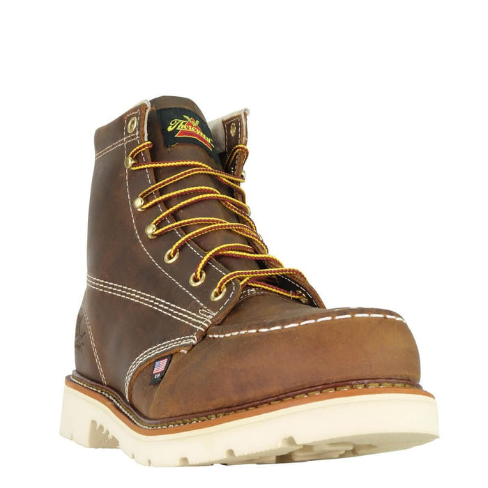 Side view of the Thorogood American Heritage 6-inch Crazyhorse moc toe boot, MAXwear 90 outsole