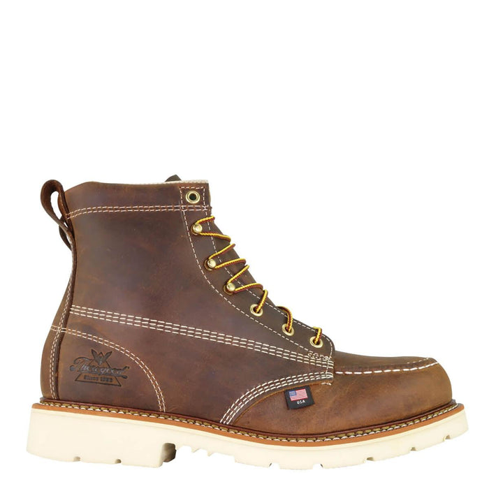 Detail view of the Thorogood American Heritage 6-inch Crazyhorse moc toe work boot