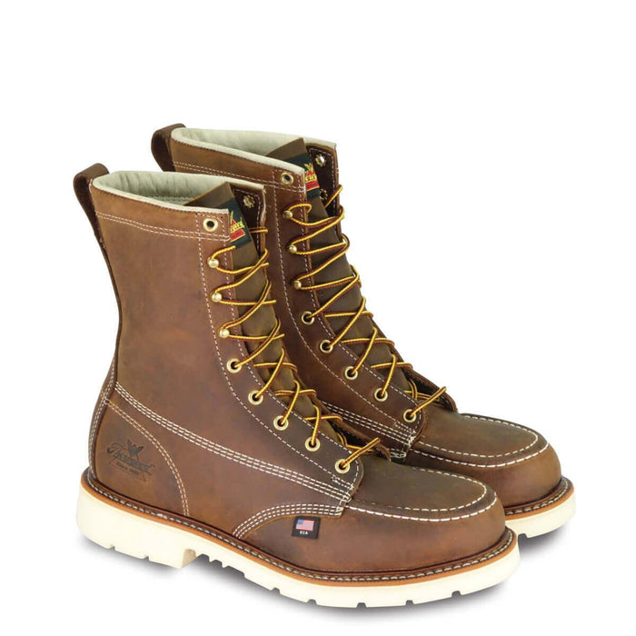 USA made Thorogood American Heritage 8-inch Crazyhorse moc toe boot, ASTM steel toe and EH rated